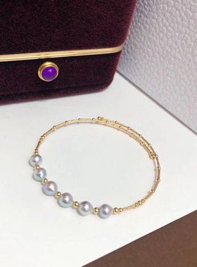 弹力极光天然海水珍珠手镯包邮