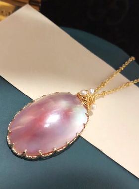 项链手工绕线包边可调节海水珍珠