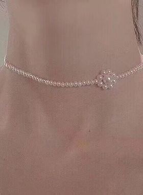 花朵近圆强光颈链天然淡水珍珠