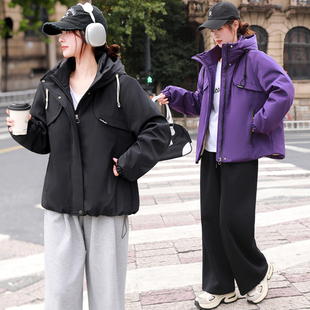 新款 2025年冬季 宽松帅气老钱风棉服减龄显瘦棉衣外套 女装 胖MM大码