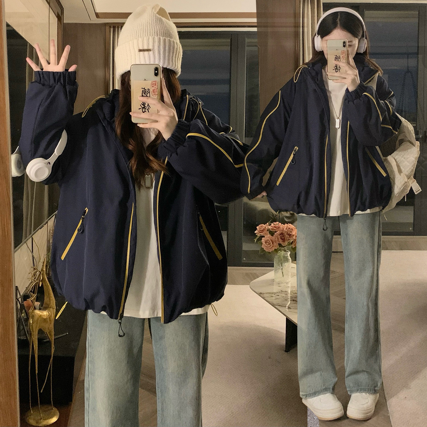 胖MM大码棉服2025年冬装新款宽松显瘦加绒休闲帅气老钱减龄棉衣女