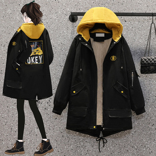 秋冬流行减龄加绒加厚宽松棉服外套棉衣潮 2023年新款 胖MM大码 女装