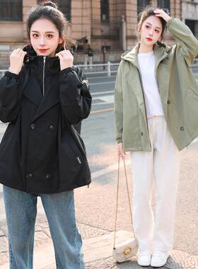 胖MM大码宽松显瘦洋气风衣外套潮