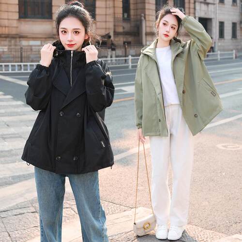 胖MM大码宽松显瘦洋气风衣外套潮