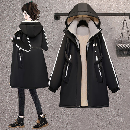 胖MM大码棉服2025年冬装新款宽松显瘦加绒帅气中长款棉衣女200斤