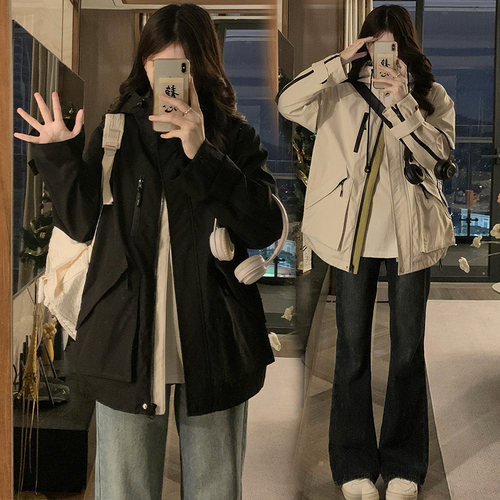 胖MM大码女装2024年春季新款宽松休闲防水女士冲锋衣外套200斤潮