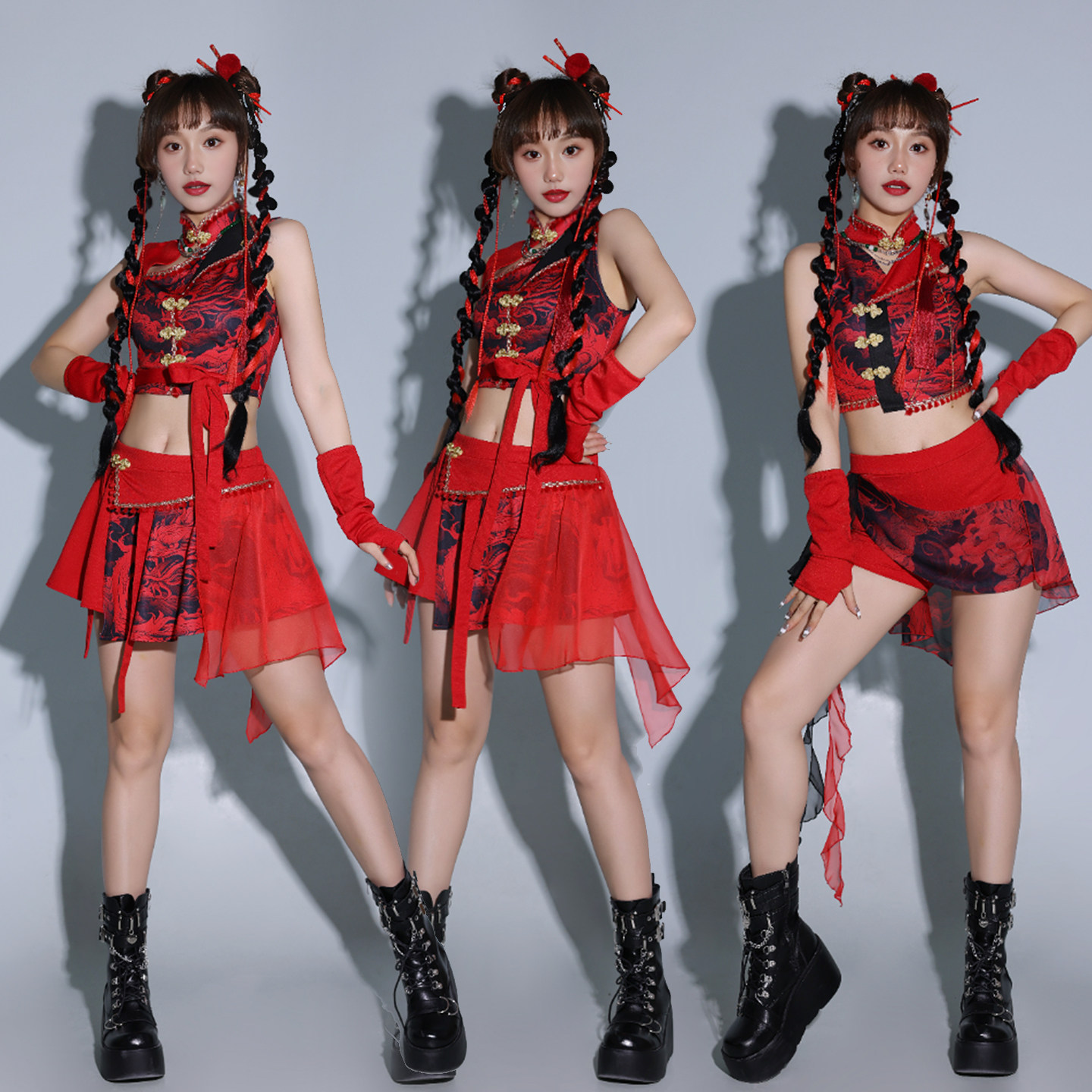 中国风爵士演出服新款分体打鼓服