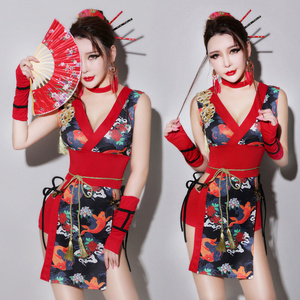 舞依芭情人节性感酒吧ds演出服复古风旗袍dj女歌手cosplay写真服