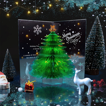 欧美爆款圣诞贺卡闪闪发光圣诞树反光立体圣诞节创意3D高档祝福卡