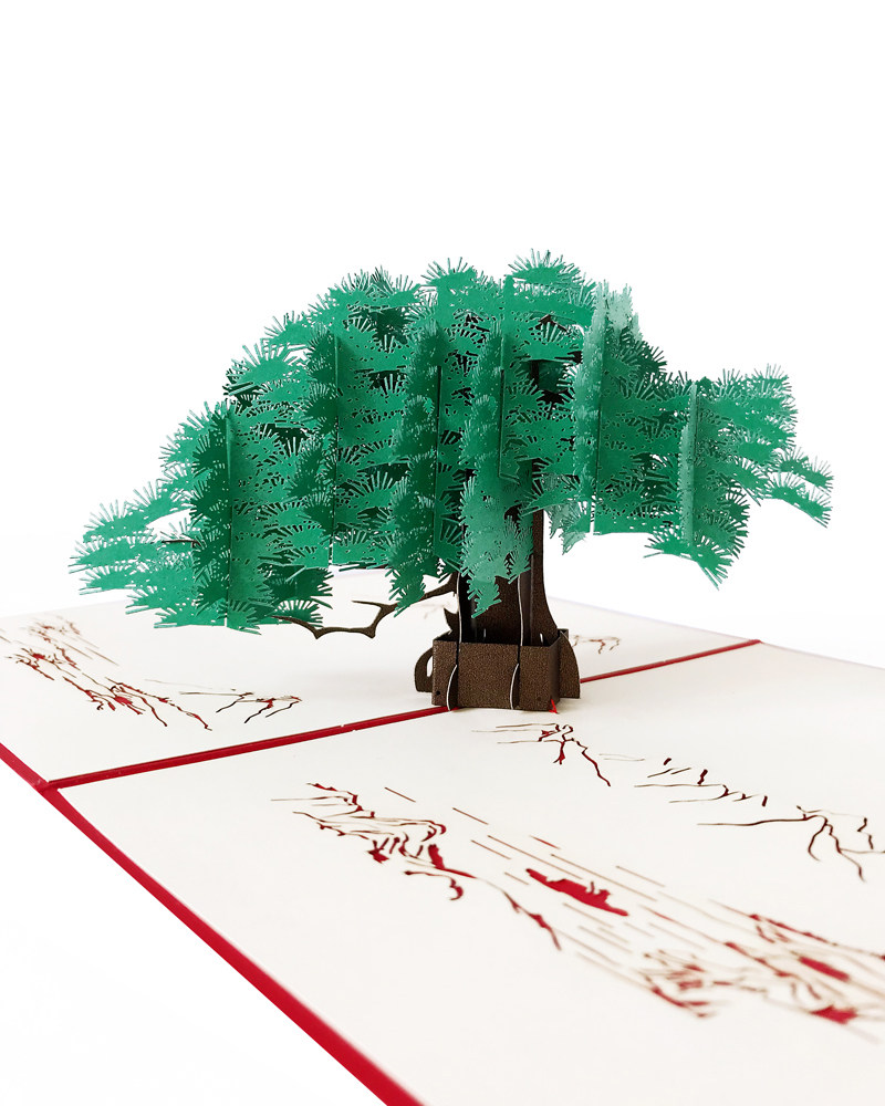 一纸读秀立体贺卡青松树创意3d纸雕卡片商务万用卡企业定制送爸爸