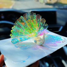 闪闪发光孔雀3D立体贺卡梦幻创意生日节日通用祝福卡片圣诞节ins
