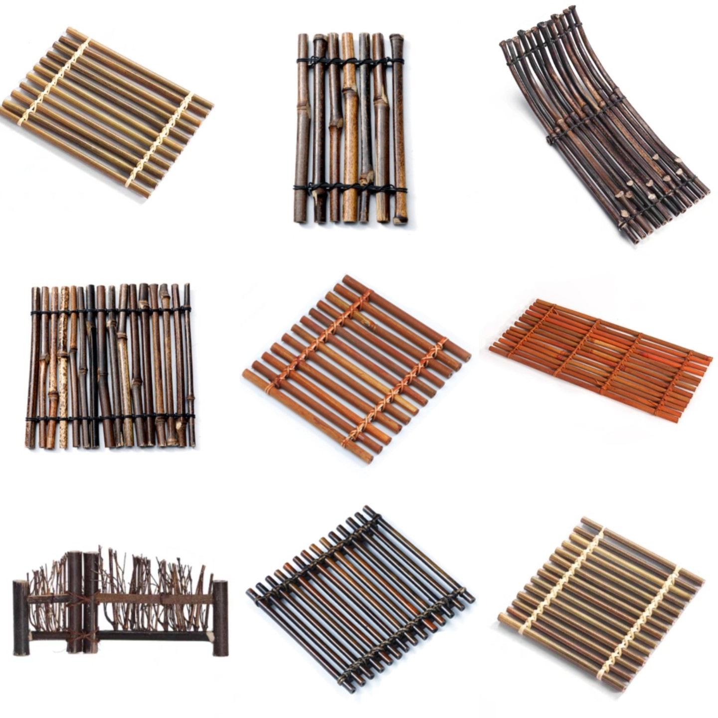 海鲜姿造日料刺身韩式烤肉冷菜点缀摆盘装饰花草竹排篱笆竹丝摆件