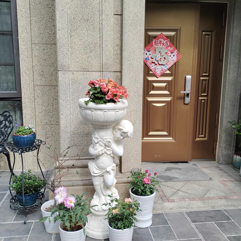 户外小号女孩花盆欧式复古摆件大号花瓶婚庆创意道具中号男孩装饰