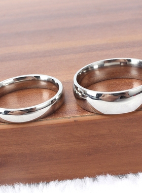 时尚风刻字镜面学生礼品情侣戒指