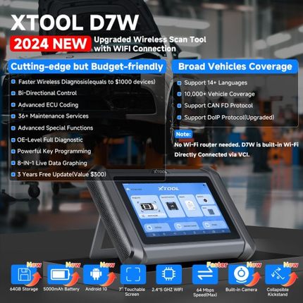 朗仁Xtool D7W汽车诊断仪OBD检测仪修车电脑诊断全车系故障检测仪