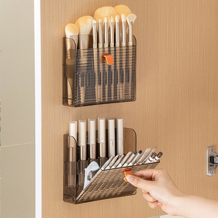 壁挂化妆刷收纳盒筒镜柜门镜柜内卫生间眉笔眼线笔化妆品双排翻盖