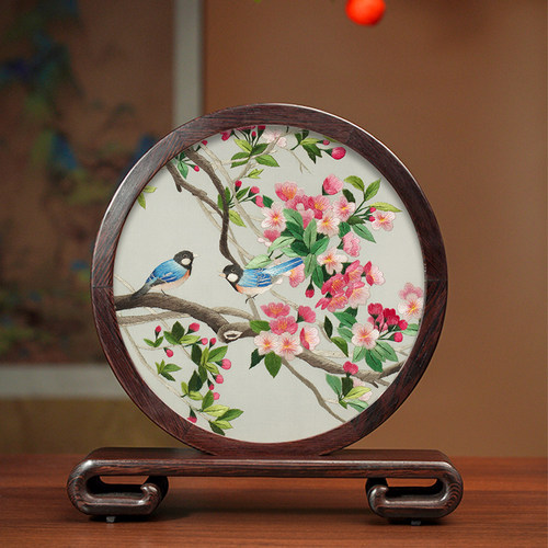 苏州苏绣摆件手工双面绣熊猫中国风特色刺绣非遗花鸟送老外伴手礼