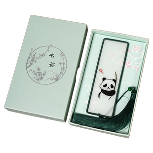 苏绣刺绣大书签手工双面绣花成品中国特色工艺纪念品圣诞节礼品