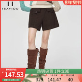 傲丝度冬季 小个子阔腿休闲裤 外穿百搭短裤 子女高腰显瘦宽松呢子裤