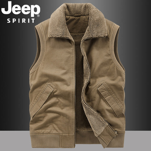 吉普加绒加厚棉马甲秋冬保暖背心
