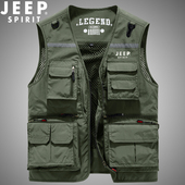 JEEP工装 马甲男士 户外休闲多口袋钓鱼摄影背心马夹加绒保暖厚坎肩