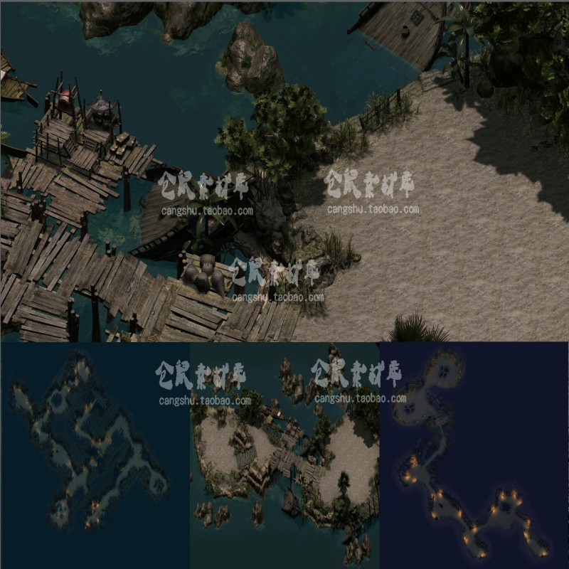 传奇地图素材  海神岛屿 套图 高清 独立地砖 无缝封边 DT790