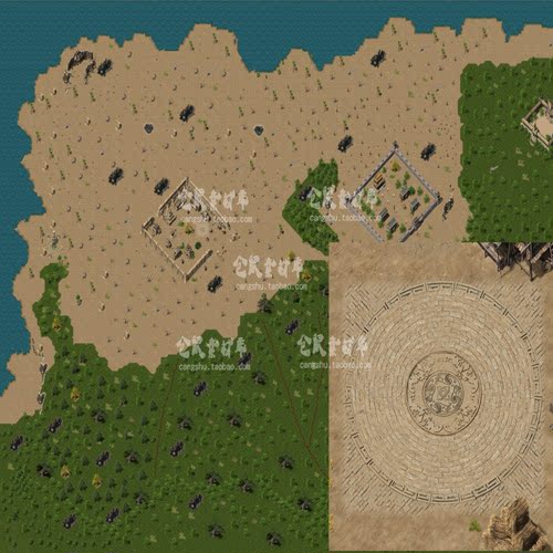 传奇地图素材 盟重神兵 土城  新百区  独立地砖无缝封边 DT797