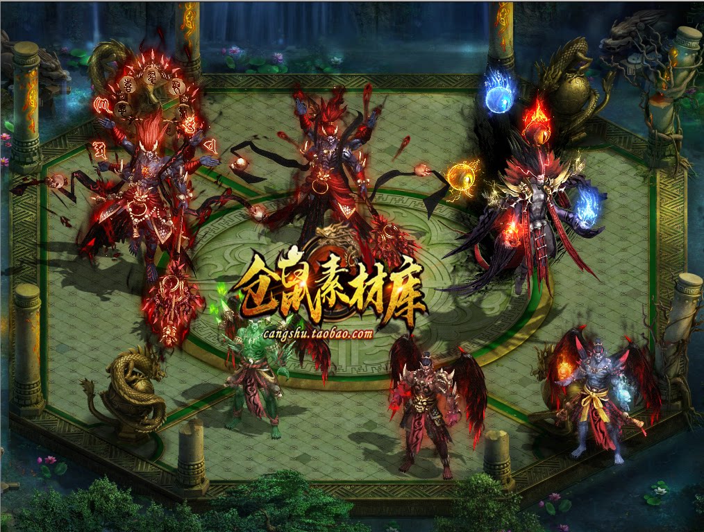 传奇怪物素材 6组魔神系列带技能 高清 png序列帧 gw163