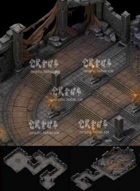 传奇地砖地图素材 纵横魔殿4层 独立地砖 无缝封边DT493