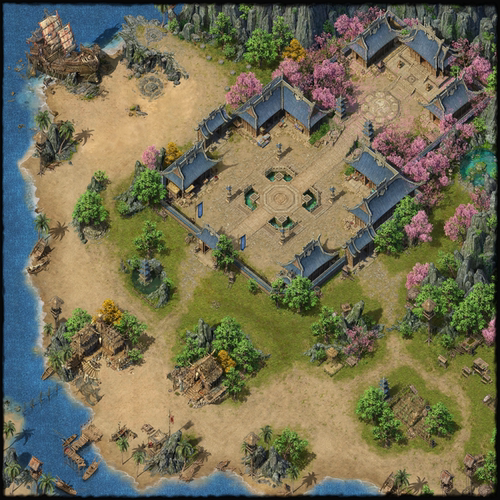 传奇地图素材  桃源镇 独立地砖无缝封边 带美术原图  DT247