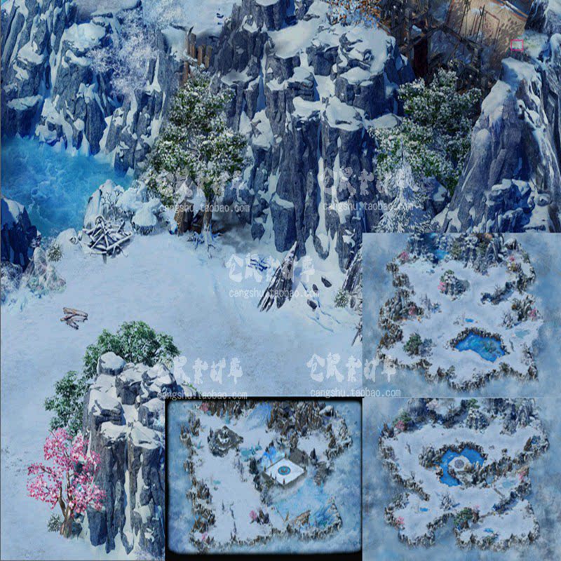 传奇地砖地图素材 雪峰 三层 高清独立地砖 封边带美术原画 DT272
