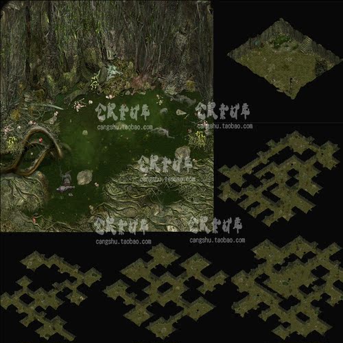 传奇地图素材 沼泽丛林  高清动态独立地砖无缝封边  DT402