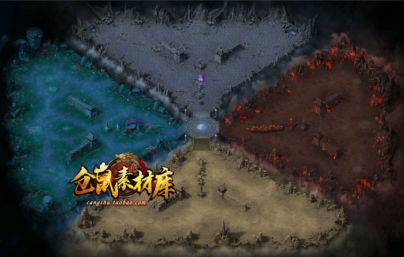 传奇地砖地图素材 四族战场 高清独立地砖 封边带美术原画 dt277