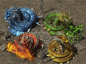 传奇怪物素材  怪物带技能 神龙三色 PNG格式 打包   GW174