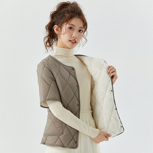 2025新羽绒棉中袖中老年加绒加厚保暖短款棉衣坎肩棉内胆妈妈居家