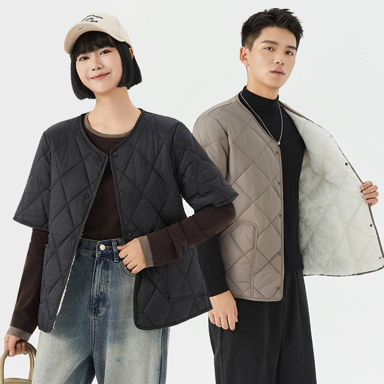 棉衣女轻薄秋冬季保暖棉服防寒羽绒棉内胆打底内穿小棉袄中袖外套