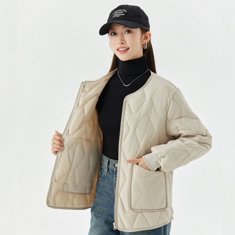 短款宽松拉链棉衣女秋冬轻薄