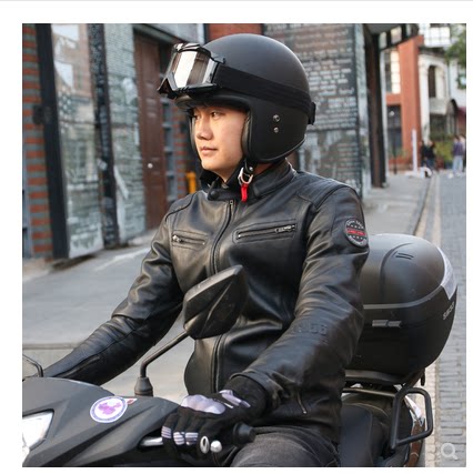 RICHA摩托车男女骑行服头层小牛皮真皮皮衣情侣款保暖三季皮衣