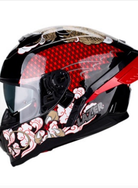 LAZER 摩托车头盔全盔 双镜片大尾翼四季盔眼镜槽个性跑盔赛盔