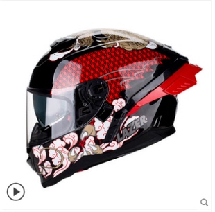 LAZER 摩托车头盔全盔 双镜片大尾翼四季盔眼镜槽个性跑盔赛盔