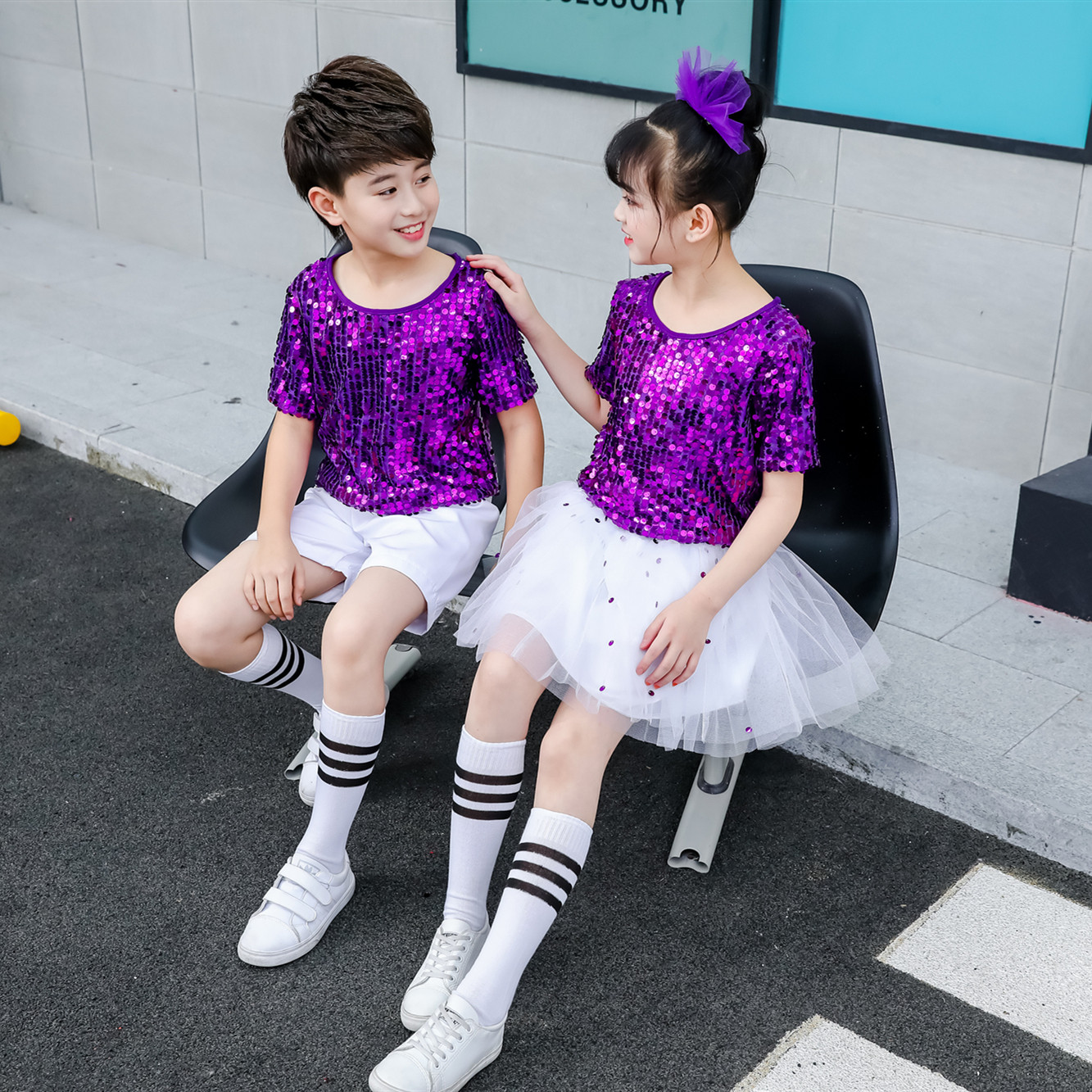 新款儿童蓬蓬裙演出服啦啦操爵士舞蹈表演服钢琴合唱服舞台表演