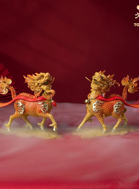 铜师傅全黄铜摆件祥瑞摆件麒麟