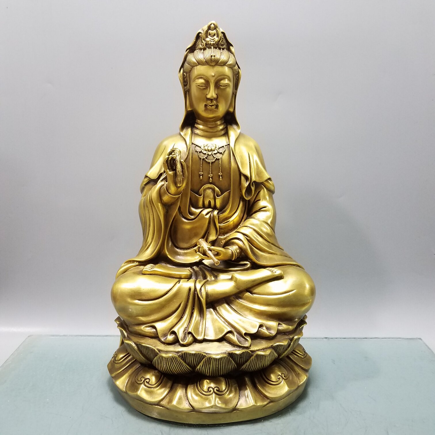 纯铜观音家用客厅摆件南海坐莲骑龙骑龟观音菩萨全铜居家