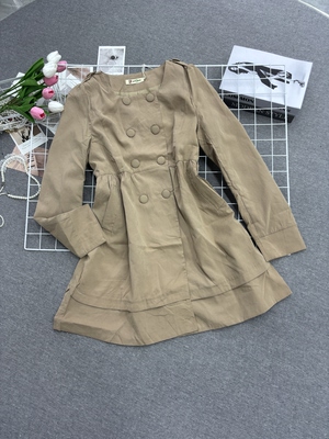 卡其女装双排中长款春秋显瘦气质时尚风衣休闲外套收腰修身宽松