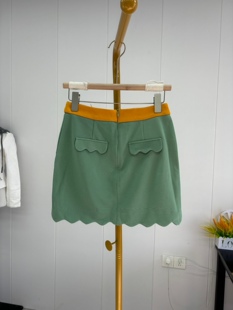 清仓女波浪边装色A版半身裙2023春夏款修身显瘦休闲短裙