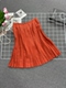 简约时尚 百搭半裙 韩系复古气质显瘦橘色鹿皮绒百褶半身裙女款
