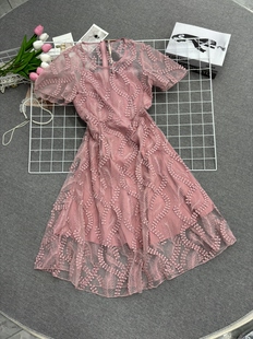 气质网纱仙女礼服刺绣连衣裙长裙 蕾丝高端韩版 夏季 2025新款