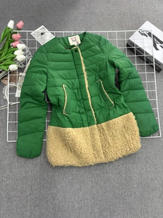 秋冬新款时尚气质款韩版宽松舒适款拼接无领中长款羽绒棉服外套
