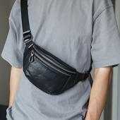 古造真皮男士 胸包植鞣头层牛皮斜挎包2025秋冬新款 通勤包机车包