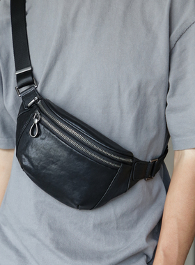 古造真皮男士胸包植鞣头层牛皮斜挎包2025秋冬新款通勤包机车包